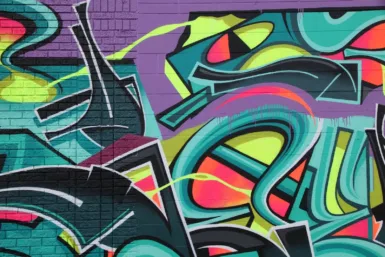 GRAFF ABSTRAIT JAUNE ET VIOLET